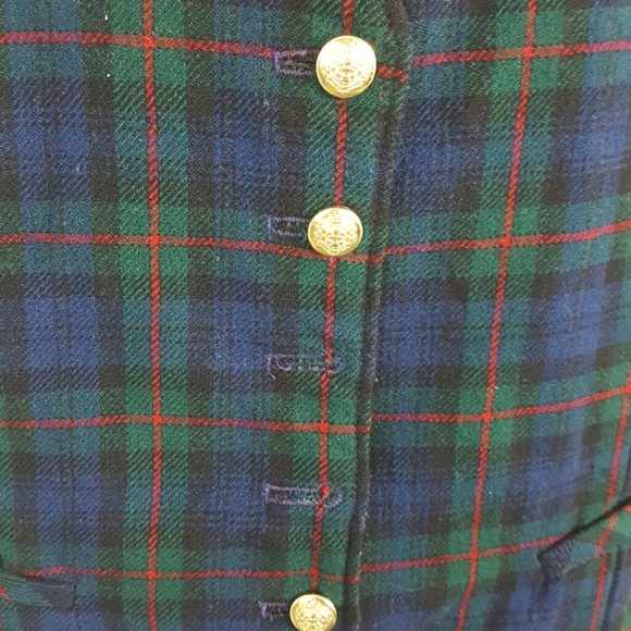 Vintage Pendleton women wool vest button up check blue green women size 16P - Picture 3 of 5